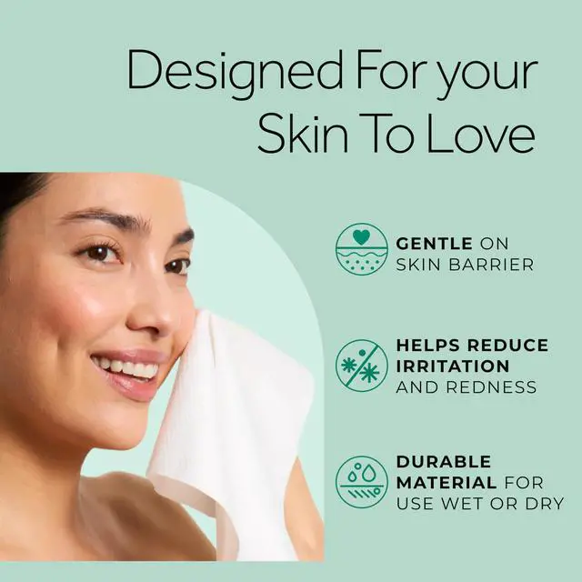 Alt view image 2 of 7 - Ultra Soft Dry Face Towels, 50 Count, Biobased Disposable Wipes for Makeup Removal, Gently Exfoliating, Durable and Gentle for Sensitive Skin