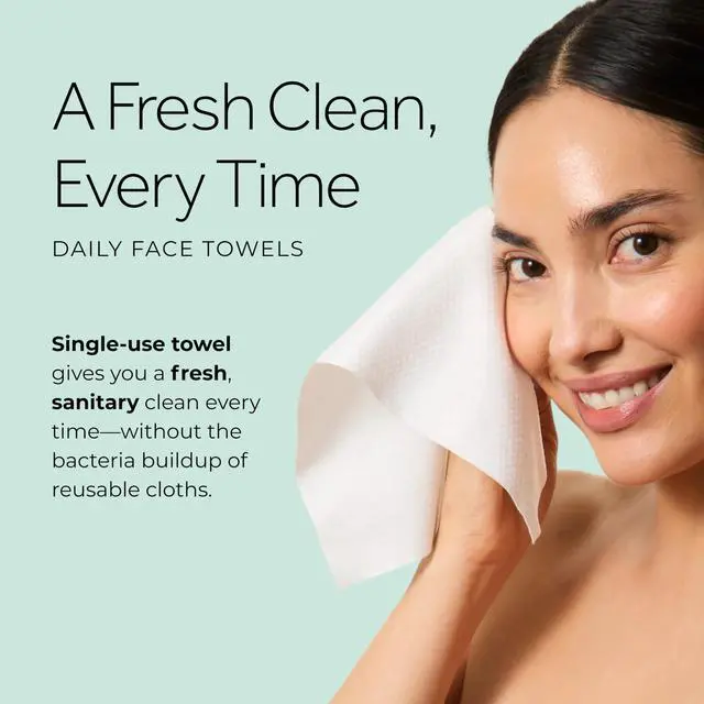 Alt view image 4 of 7 - Ultra Soft Dry Face Towels, 50 Count, Biobased Disposable Wipes for Makeup Removal, Gently Exfoliating, Durable and Gentle for Sensitive Skin