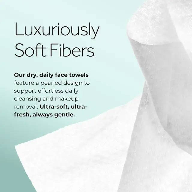 Alt view image 5 of 7 - Ultra Soft Dry Face Towels, 50 Count, Biobased Disposable Wipes for Makeup Removal, Gently Exfoliating, Durable and Gentle for Sensitive Skin