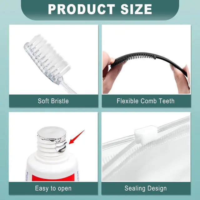 Alt view image 7 of 7 - 25 Sets Personal Hygiene Kit Bulk, Disposable Toothbrushes with Toothpaste Floss Comb Soap Cover and Vanity Kit, Toiletry Kits Homeless Supplies Bulk for Women,Men,Travel,Homeless