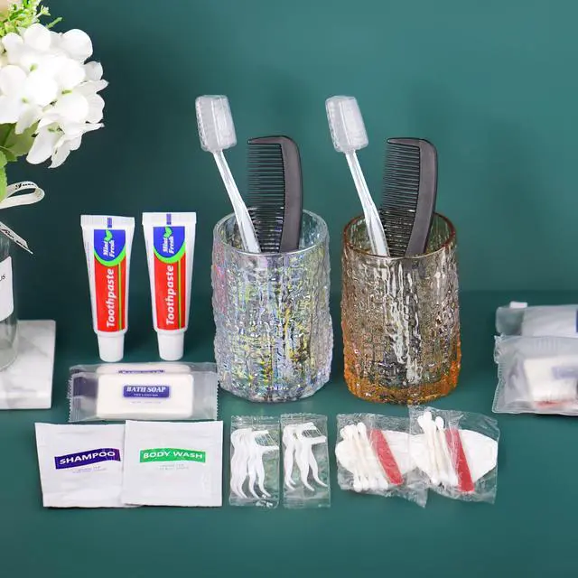 Alt view image 4 of 7 - 50 Sets Personal Hygiene Kit Bulk, Disposable Toothbrushes with Toothpaste Floss Comb Soap Cover Shampoo Body Wash and Vanity Kit, Toiletry Kits Homeless Supplies Bulk for Women,Men,Travel,Homeless