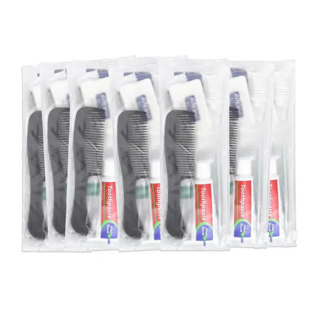 Alt view image 7 of 7 - 50 Sets Personal Hygiene Kit Bulk, Disposable Toothbrushes with Toothpaste Floss Comb Soap Cover Shampoo Body Wash and Vanity Kit, Toiletry Kits Homeless Supplies Bulk for Women,Men,Travel,Homeless