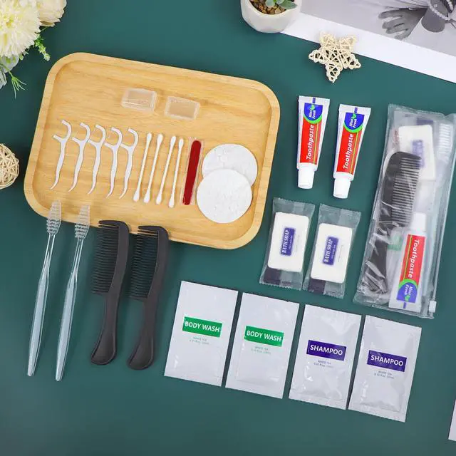 Alt view image 6 of 7 - 50 Sets Personal Hygiene Kit Bulk, Disposable Toothbrushes with Toothpaste Floss Comb Soap Cover Shampoo Body Wash and Vanity Kit, Toiletry Kits Homeless Supplies Bulk for Women,Men,Travel,Homeless