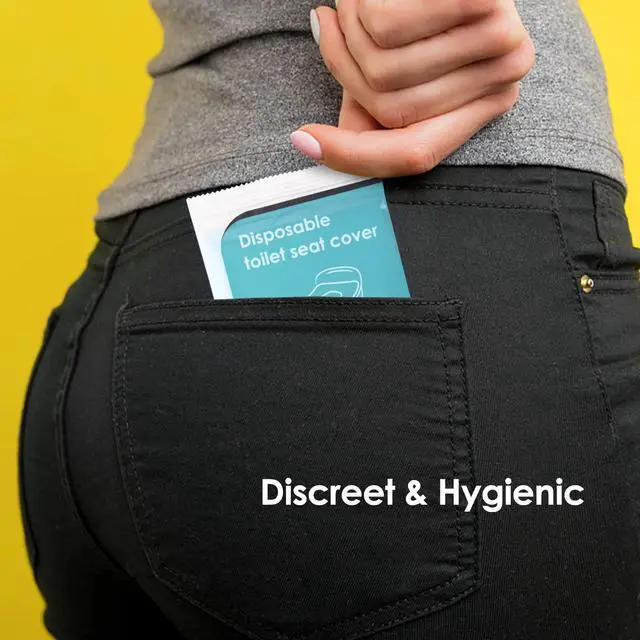 Alt view image 6 of 7 - Toilet Seat Covers Disposable Travel Pack 60 countFaster use-Sticker freeWaterproofXL Disposable Toilet Seat Cover for Adults and Kids, Individually for Public Restroom/Airplane (60pcs)