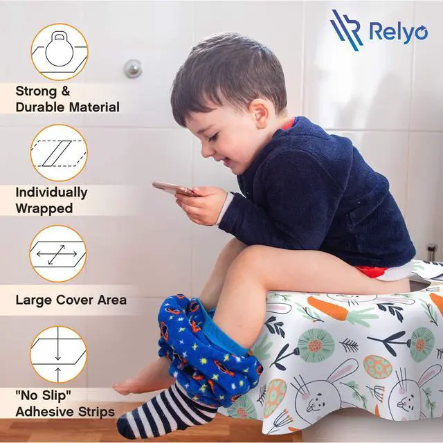Alt view image 5 of 7 - Disposable Toilet Seat Cover for Travel 20 Pack with Covers Wrapped in Sets of 2, Non-Flushable Liners, Fits Most Seats Kids, Toddlers, Adults (Bunny, 20)