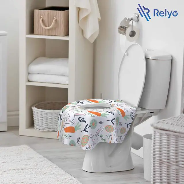 Alt view image 6 of 7 - Disposable Toilet Seat Cover for Travel 20 Pack with Covers Wrapped in Sets of 2, Non-Flushable Liners, Fits Most Seats Kids, Toddlers, Adults (Bunny, 20)