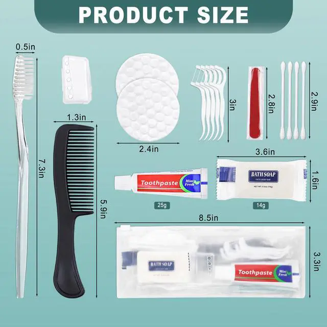 Alt view image 3 of 7 - 25 Sets Personal Hygiene Kit Bulk, Disposable Toothbrushes with Toothpaste Floss Comb Soap Cover and Vanity Kit, Toiletry Kits Homeless Supplies Bulk for Women,Men,Travel,Homeless