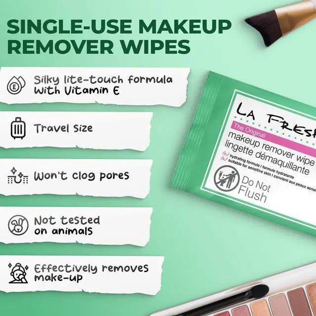 Alt view image 2 of 7 - Makeup Remover Wipes with Vitamin E - 50 Ct TSA Travel Essential