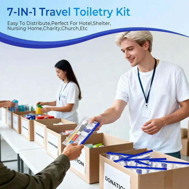 Alt view image 3 of 7 - 50 Sets Personal Hygiene Kit Bulk,Yellow Travel Size Basic Toiletry Supplies Disposable Toothbrushes with Toothpaste Floss Comb Soap Cover Set for Homeless,Guests,Church
