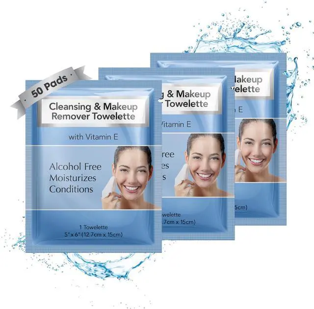 Main image of Makeup Remover Wipes, Alcohol Free Facial Cleansing with Vitamin E, Case of 50 Face Wipes