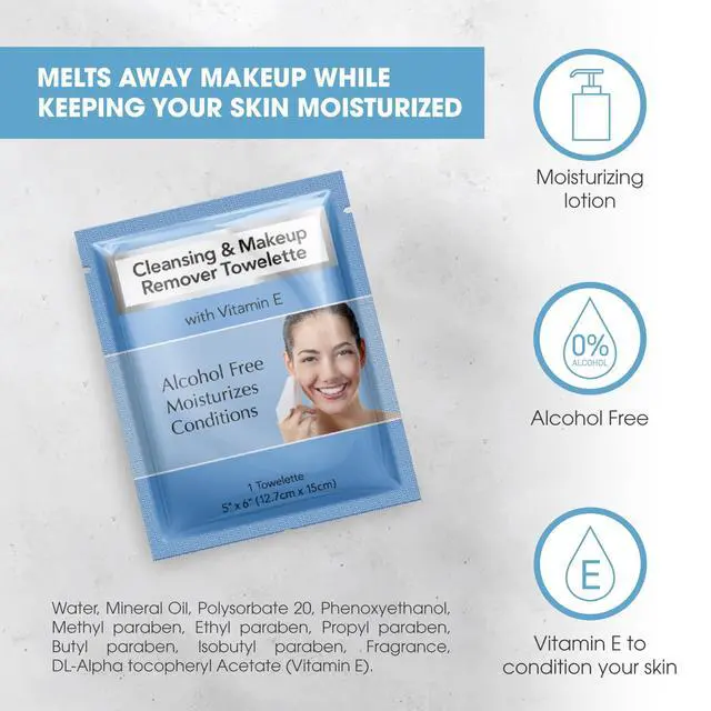 Alt view image 4 of 7 - Makeup Remover Wipes, Alcohol Free Facial Cleansing with Vitamin E, Case of 50 Face Wipes