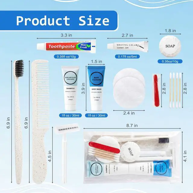 Alt view image 2 of 7 - 20 Kits Travel Toiletry Kit Bulk, 9-in-1 Disposable Personal Hygiene Kit, Basic Toiletry Kits for Men Women, Homeless Care Supplies Charity Kit for Guest, Hotel, Camping, Travel, Donation
