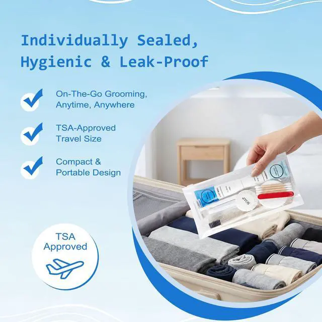 Alt view image 6 of 7 - 20 Kits Travel Toiletry Kit Bulk, 9-in-1 Disposable Personal Hygiene Kit, Basic Toiletry Kits for Men Women, Homeless Care Supplies Charity Kit for Guest, Hotel, Camping, Travel, Donation