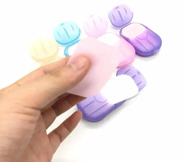 Alt view image 2 of 3 - 6 Packs Portable Disposable Travel Hiking Washing Hand Bath Toiletry Paper Soap Sheets(Random Color)