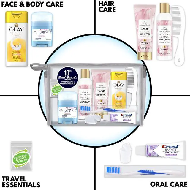 Alt view image 2 of 6 - Womens Deluxe Kit 10 PC Kit Featuring: Sulfate Free Hair, Face & Body, Oral Care, Travel-Size Travel Essentials