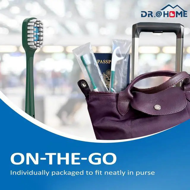 Alt view image 3 of 6 - Disposable Travel Toothbrush on the go, Oral Care Set, Prepasted Mini Toothbrush 5 in 1 (Mint Paste+ Soft Bristles+Flosser+Pick+Tongue Scraper) | Individually Wrapped 24 Count - 1 Pack