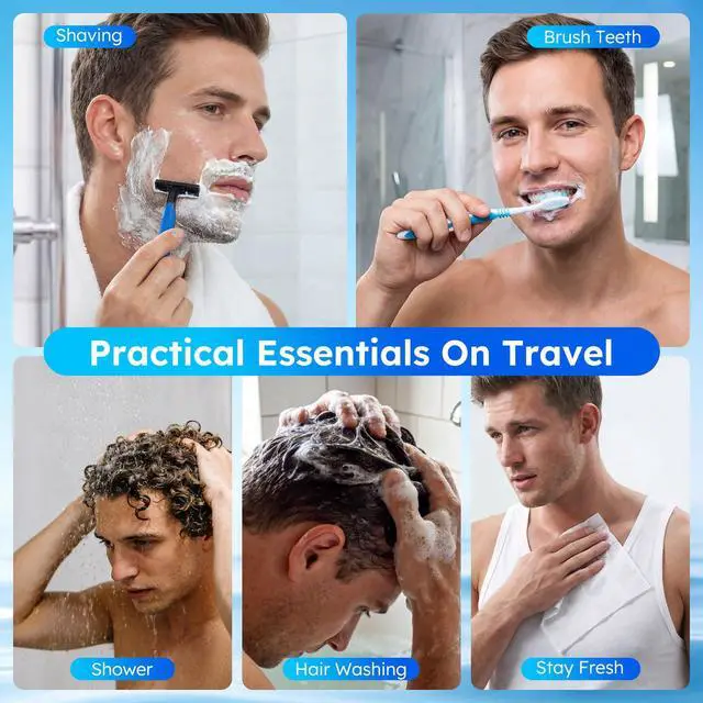 Alt view image 5 of 7 - Travel Hygiene Kit Personal Toiletries Bulk, Disposable Homeless Care Package Supplies, Men Toiletry Set Cleaning Essentials Individually Wrapped for Camping, Travel, Relief, Charity (11-in-1, 5)