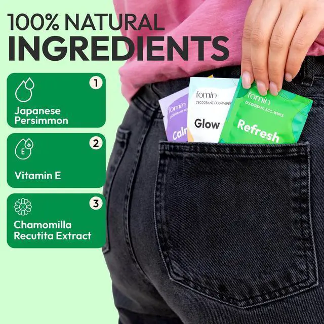 Alt view image 4 of 6 - Travel Deodorant Wipes - 50 Count - Variety Pack - pH Balanced, Hypoallergenic Mini Deodorant Wipes For Women and Men - Plastic-Free, Individually Wrapped Underarm & Body Wipes