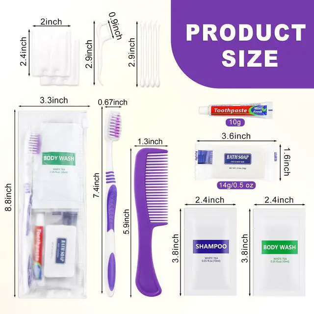 Alt view image 2 of 6 - Pack of 50 Hygiene Kit, Toiletry Kit Bulk, Individually Packed, Travel Disposable Hygiene Kit, Homeless Care Package Supplies,Suitable for Hotel, Camping, Travel