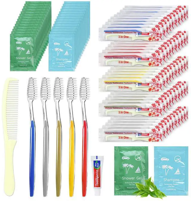 Main image of Bulk Hygiene Kits for Homeless,Disposable Toothbrushes with Toothpaste and Comb for Homeless Individually WrappedBasic Toiletry Kits Travel Size Shampoo And Body Wash For Hotel,Air Bnb Charity(20)