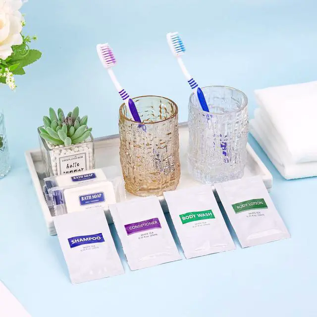 Alt view image 3 of 7 - 5IN1 Toiletries Bulk Travel Size Set(100 Pcs) 5-Piece Set: 20pcs Travel Size Body Wash, 20pcs Hotel Shampoo, 20pcs Mini Conditioner, 20pcs Body Lotion, 20psc Bar Soap, Bulk Mini Guest Amenities Supply