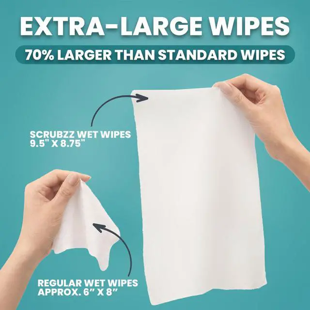 Alt view image 2 of 7 - Extra Large Body Wipes for Adults Bathing No Rinse - 80 Ultra Thick Disposable Shower Wipes for Men, Women & Elderly - Great for Gym, Camping, Post Surgery