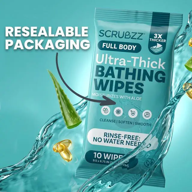 Alt view image 7 of 7 - Extra Large Body Wipes for Adults Bathing No Rinse - 80 Ultra Thick Disposable Shower Wipes for Men, Women & Elderly - Great for Gym, Camping, Post Surgery