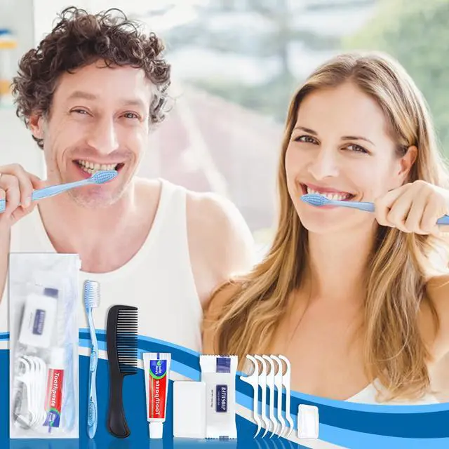 Alt view image 6 of 7 - 5 Sets Personal Hygiene Kit Bulk, Disposable Toothbrushes with Toothpaste Floss Comb Soap and Cover, Toiletry Kits Homeless Supplies Bulk for Women,Men,Travel,Homeless