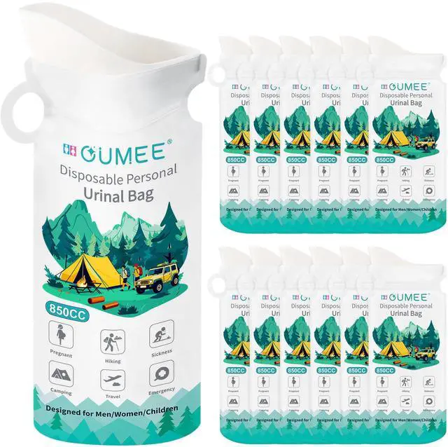 Main image of 8/12/20/23/28 Pcs Emergency Disposable Urinal Bags, 700 ML Camping Pee Bags Unisex Urine Bag Vomit Bag for Travel Traffic Jam Portable Toilet Bag for Men Women (12)
