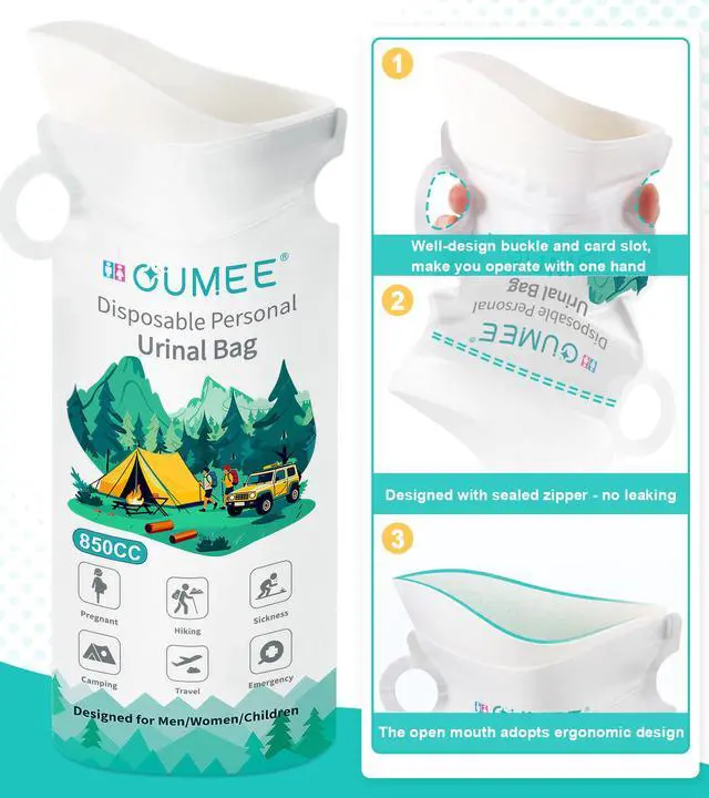 Alt view image 4 of 7 - 8/12/20/23/28 Pcs Emergency Disposable Urinal Bags, 700 ML Camping Pee Bags Unisex Urine Bag Vomit Bag for Travel Traffic Jam Portable Toilet Bag for Men Women (12)