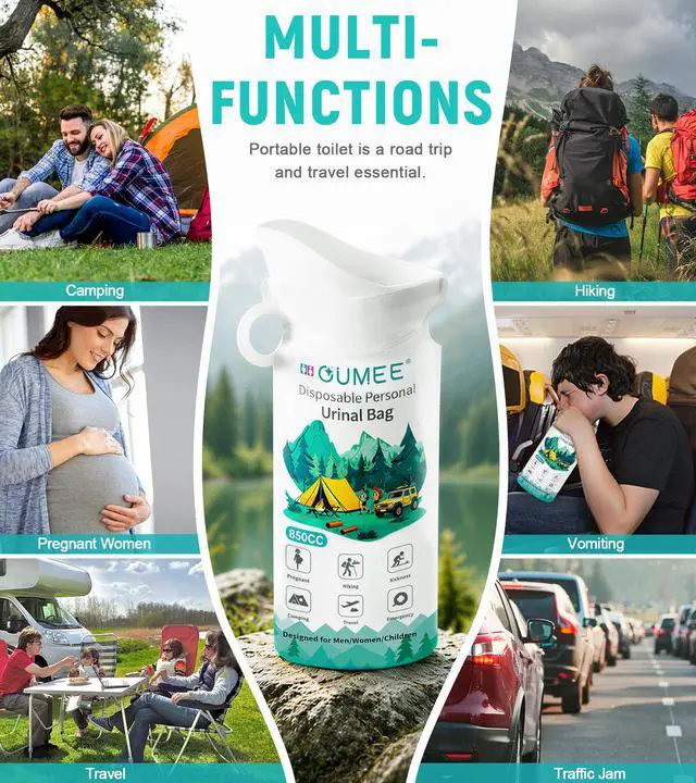 Alt view image 6 of 7 - 8/12/20/23/28 Pcs Emergency Disposable Urinal Bags, 700 ML Camping Pee Bags Unisex Urine Bag Vomit Bag for Travel Traffic Jam Portable Toilet Bag for Men Women (12)