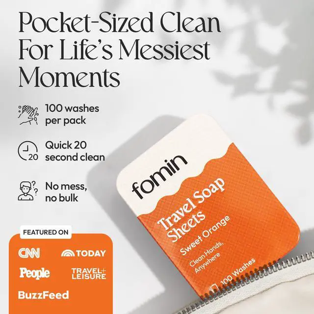 Alt view image 5 of 6 - Paper Soap Sheets for Traveling - 100 Orange Portable Camping Soap Sheets for Travel in Tin - Dissolvable Mini Portable Travel Soap Sheet for Hand Washing