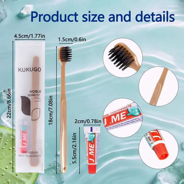 Alt view image 4 of 7 - 40 Pack Disposable Toothbrushes with Toothpaste, Individually Wrapped Disposable Travel Toothbrushes, Soft Bristle Portable Oral Care Kits for Travel, Hotel, Camping, Guest, Home Use