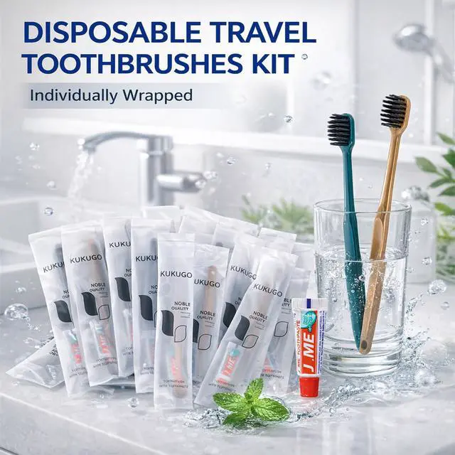 Alt view image 5 of 7 - 40 Pack Disposable Toothbrushes with Toothpaste, Individually Wrapped Disposable Travel Toothbrushes, Soft Bristle Portable Oral Care Kits for Travel, Hotel, Camping, Guest, Home Use