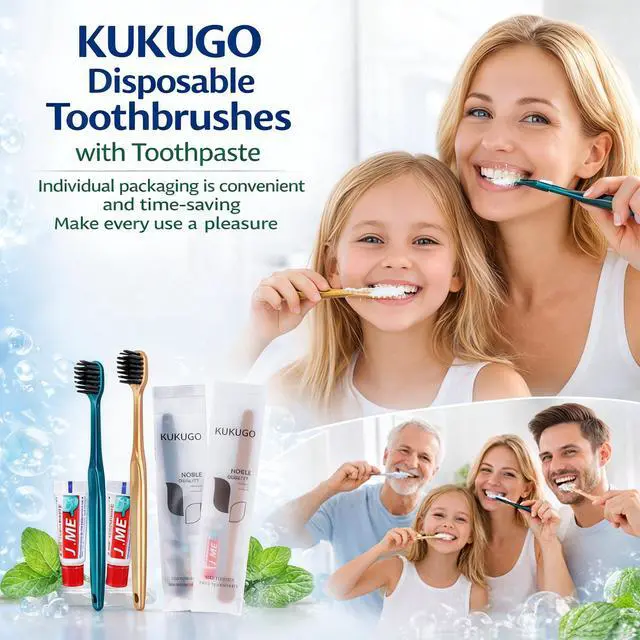 Alt view image 3 of 7 - 40 Pack Disposable Toothbrushes with Toothpaste, Individually Wrapped Disposable Travel Toothbrushes, Soft Bristle Portable Oral Care Kits for Travel, Hotel, Camping, Guest, Home Use