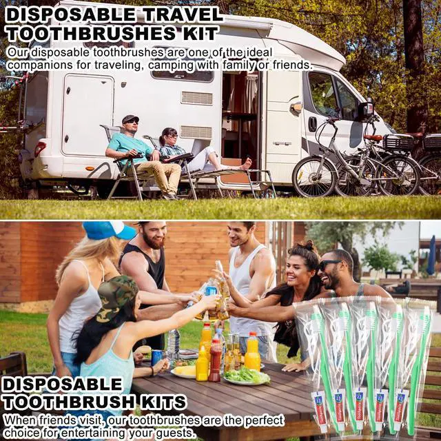 Alt view image 6 of 7 - Disposable Toothbrushes with Toothpaste and Floss,50Pcs Green Single Use Individually Wrapped Disposable Travel Toothbrushes and Dental Floss Kit Bulk for Homeless,Airbnb,Hotel,Dentist