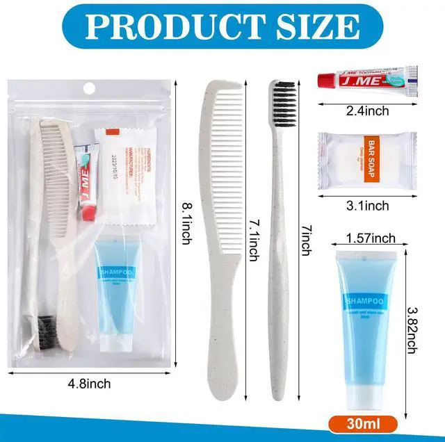 Alt view image 2 of 7 - 48 Sets Basic Toiletry Kits Homeless Care Package Supplies Personal Hygiene Kits Bulk Include Disposable Toothbrush Toothpaste 30 Ml Shampoo Comb Bath Soap for Women Men Travel Charity Hotel