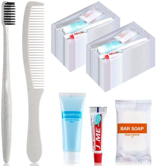 Alt view image 7 of 7 - 48 Sets Basic Toiletry Kits Homeless Care Package Supplies Personal Hygiene Kits Bulk Include Disposable Toothbrush Toothpaste 30 Ml Shampoo Comb Bath Soap for Women Men Travel Charity Hotel