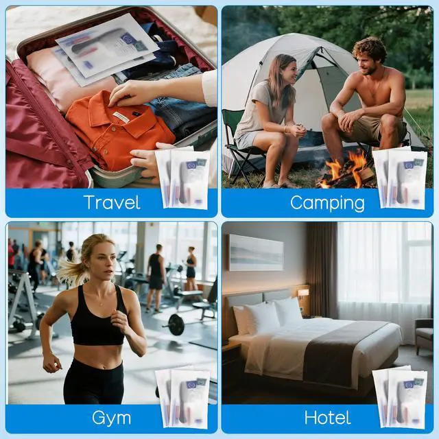 Alt view image 6 of 7 - Toiletry Kits Travel Essentials Disposable Hygiene in Bulk, Trial Size Toiletries Supplies Individually Wrapped Traveling Personal Care Items, for Camping, Hotel, Homeless, Charity, 8-in-1 (5-Pack)