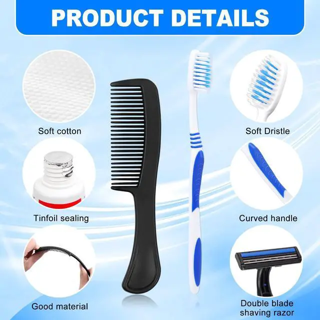 Alt view image 3 of 7 - Basic Toiletry Kits, Individually Packed, Personal Hygiene Bulk Homeless Care Package Supplies, Travel Size for Men Women Charity, Disposable Toothbrushes With Toothpaste Set