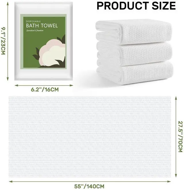 Alt view image 2 of 6 - Disposable Bath Towels, 25 Pack 55" x 27.5" Ultra-Soft and Quick Dry Bath Towel, Portable Salon Towels for Travel Sauna Spa Beach Gym