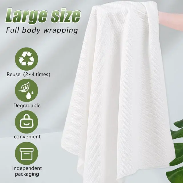 Alt view image 3 of 6 - Disposable Bath Towels, 25 Pack 55" x 27.5" Ultra-Soft and Quick Dry Bath Towel, Portable Salon Towels for Travel Sauna Spa Beach Gym