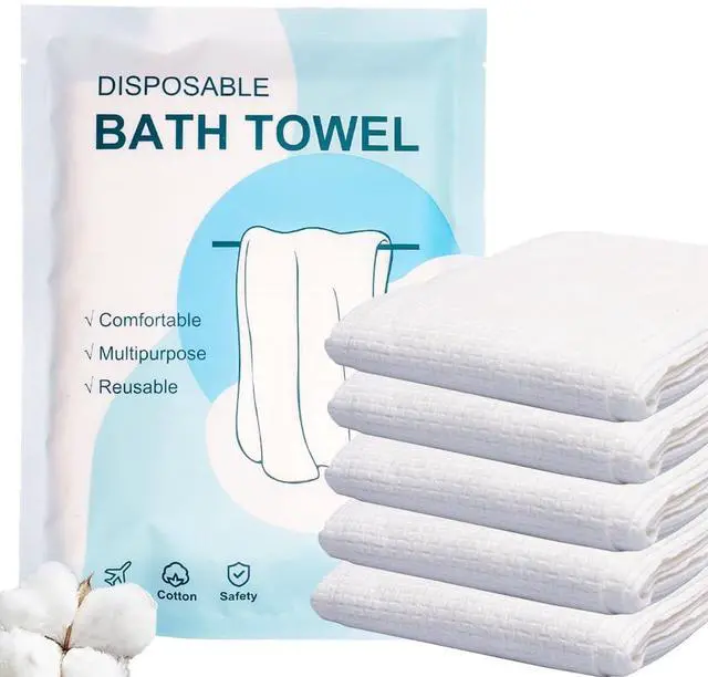 Main image of Disposable Bath Towels 5 PCS Large Portable Bath Towels for Travel,55 x 27.5 inch Soft Big Body Towel,Washcloth for Hiking Camping Hotel Bathroom, Individually Packed