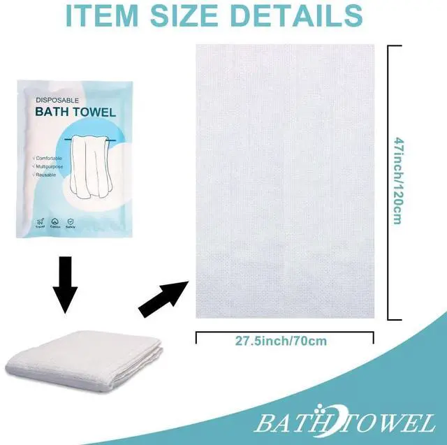 Alt view image 2 of 7 - Disposable Bath Towels 5 PCS Large Portable Bath Towels for Travel,55 x 27.5 inch Soft Big Body Towel,Washcloth for Hiking Camping Hotel Bathroom, Individually Packed