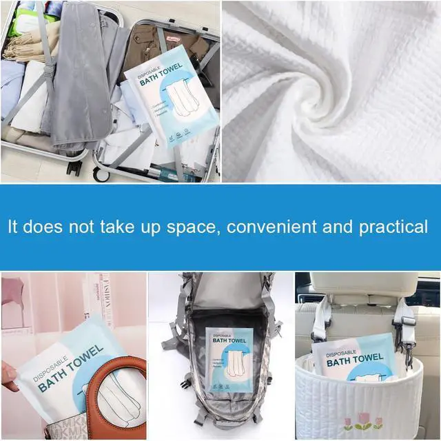 Alt view image 6 of 7 - Disposable Bath Towels 5 PCS Large Portable Bath Towels for Travel,55 x 27.5 inch Soft Big Body Towel,Washcloth for Hiking Camping Hotel Bathroom, Individually Packed