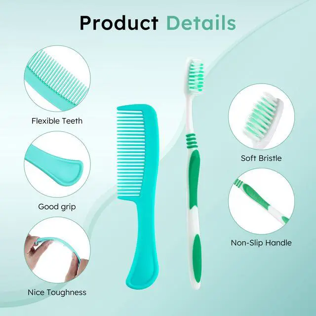 Alt view image 3 of 7 - Disposable Toothbrushes with Toothpaste and Comb in Bulk, Individually Wrapped Soft Bristle Travel Size Basic Hygiene Kits, for Travel Hotel Camping Charity Homeless Shelter Donation in 5 colors (25)