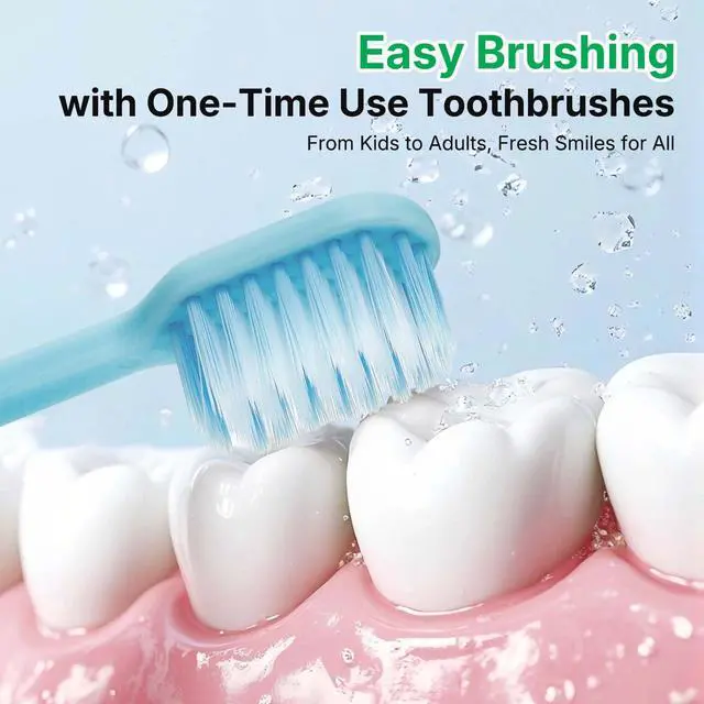 Alt view image 5 of 7 - 100 Pack Disposable Toothbrushes with Toothpaste, Individually Wrapped, Soft PBT Bristles, Peanut Grip Handle, Fluoride-Free, Bulk Travel Kit for Hotel, Guests, Emergency, Adults & Kids