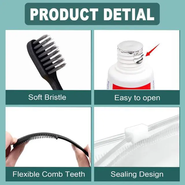 Alt view image 4 of 7 - 6 Sets Personal Hygiene Kit Bulk, Disposable Toothbrushes with Toothpaste, Comb, Shaving Razor, Face Towel, Cover, and Vanity Kit, Toiletry Kits Homeless Bulk Supplies for Women, Men, Travel, Homeless