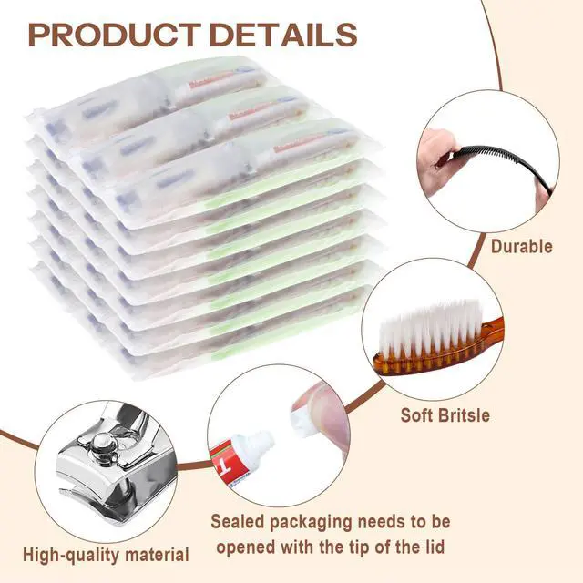 Alt view image 3 of 7 - Pack of 50 Travel Size Toiletries Kit Individually Packed,Personal Hygiene Kit for for Men, Women & Charity - Disposable Homeless Care Package Supplies Bulk