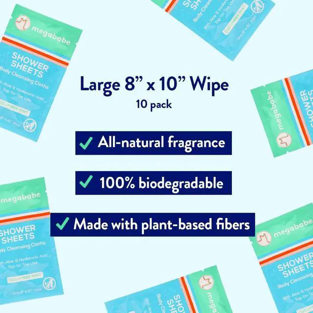 Alt view image 3 of 7 - Cucumber Mint Shower Sheets | Summer and Hot Weather Essential | Individually Wrapped Body Cleansing Cloths | 10 Wipes (Pack of 1)